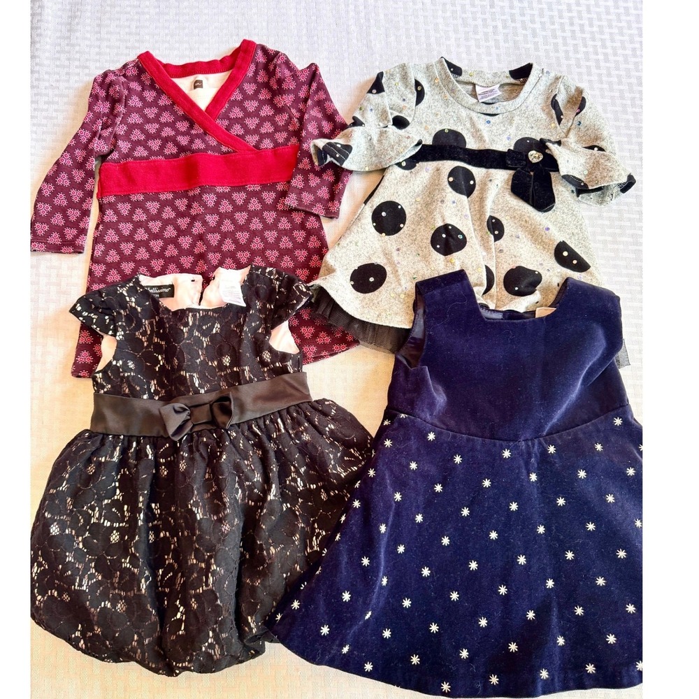Baby Girl Holiday Dress Bundle‎ Tea Collection Gap Wendy Bellissimo 3-12M 4pc